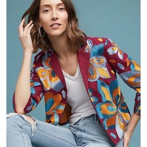 Anthropologie Woodstock Embroidered Jacket